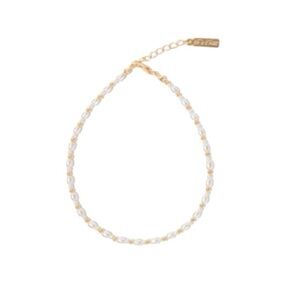 Set And Stones Shelly Gold And Pearl Anklet New